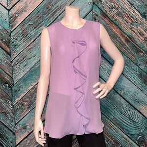 NWOT Apt. 9 Lavender Pastel Purple Cascade Ruffle Front Sleeveless Blouse